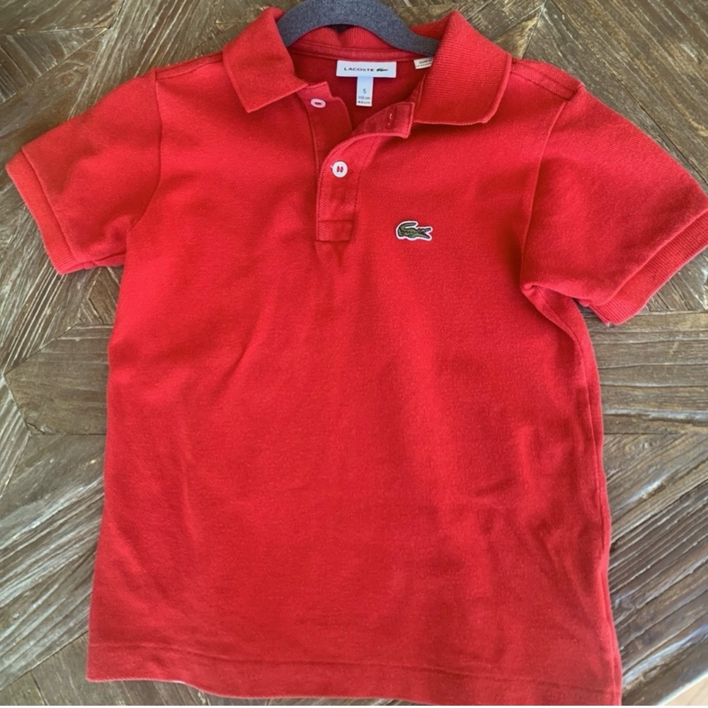 Lacoste toddler boy size 5, Red pique polo shirt